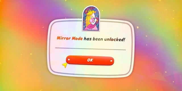 A notification unlocking Mirror Mode in Mario Kart World