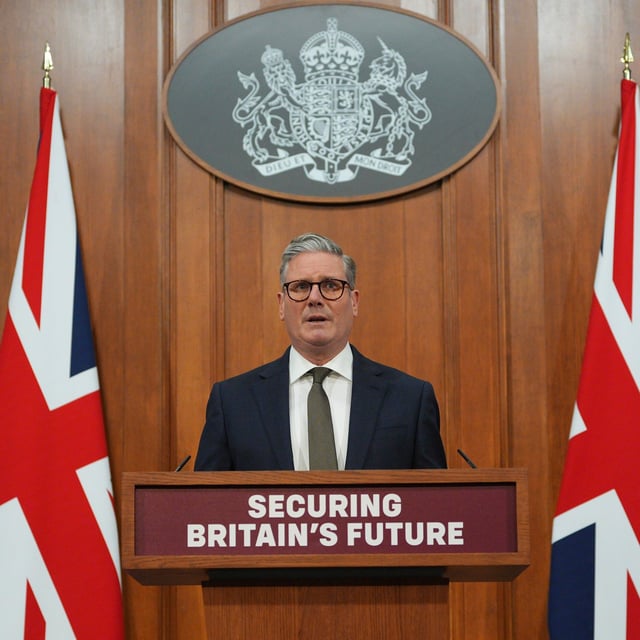 London: Der britische Premierminister Keir Starmer hält eine Pressekonferenz in der Downing Street in London ab.