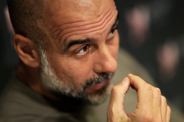 Soccer Football - Reuters Exclusive interview with Manchester City manager Pep Guardiola - Barcelona, Spain - June 4, 2025 Manchester City manager Pep Guardiola talks during an interview with Reuters TV in Barcelona REUTERS/Nacho Doce/File Photo