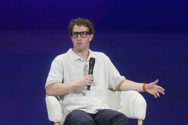 Meta Founder and CEO Mark Zuckerberg speaks at LlamaCon 2025, an AI developer conference in April.
