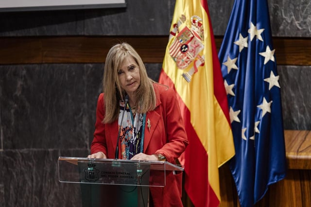 La presidenta del Tribunal Supremo y del Consejo General del Poder Judicial, Isabel Perelló, durante el acto de entrega de los XIX Premios anuales del Observatorio contra la Violencia Doméstica y de Género, en el Consejo General del Poder Judicial (CGPJ)