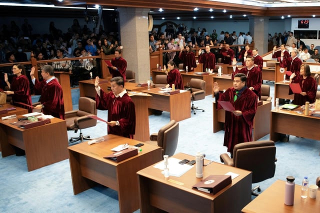 Philippine senators take their oath as jurors in the impeachment trial of Vice President Sara Duterte. They would remand the case back to the House of Representatives within hours