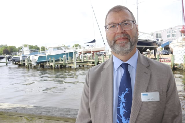 Heath Kelsey, director of the University of Maryland Center for Environmental Science Integration and Application Network, poses for a photo at the Annapolis Maritime Museum, in Annapolis, Md.,Tuesday, June 10, 2025. (AP Photo/Brian Witte)