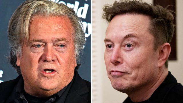 Stephen Bannon and Elon Musk. (Getty Images)