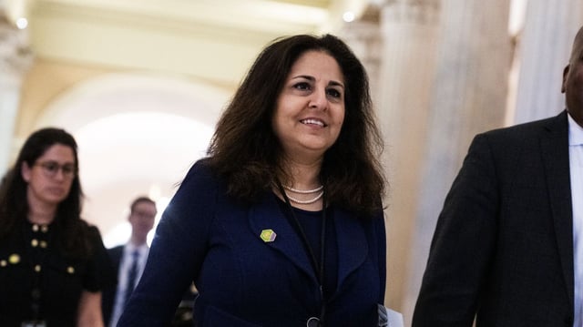 Neera Tanden is seen at the U.S. Capitol after a U.S. Holocaust Memorial event on May 7, 2024. Photo: Tom Williams/CQ-Roll Call, Inc via Getty Images