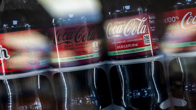 Coca-Cola brand Cherry Coke for sale in a store in Crockett, California, April 25, 2025.