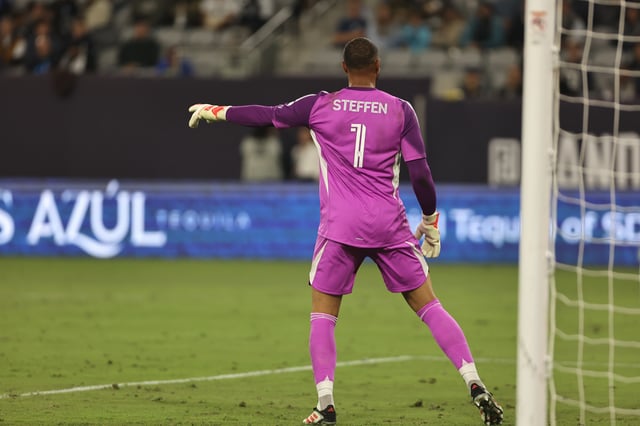 May 14, 2025; San Diego, California, USA; Colorado Rapids goalkeeper Zack Steffen (1) reacts during the match against San Diego FC at Snapdragon Stadium. Mandatory Credit: Julia Kapros-Imagn Images/File Photo