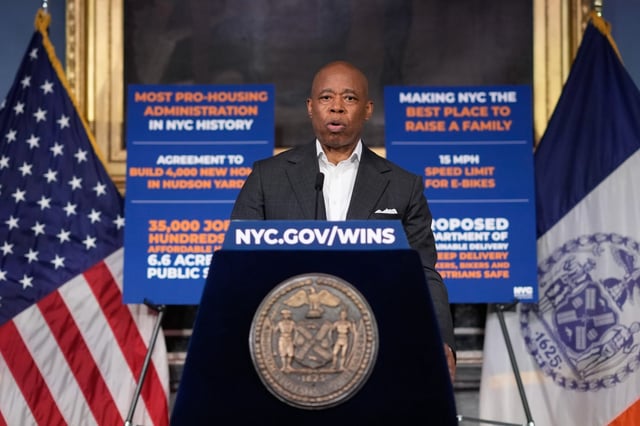New York City Mayor Eric Adams holds an in-person media availability at City Hall on Tuesday, June 10, 2025. (Michael Appleton/Mayoral Photography Office)