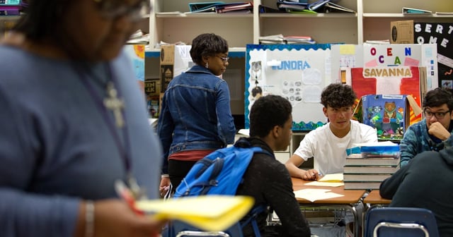 A 9th grade student prepares for a pre-test in a program that provides support for students taking the STAAR test, at Elsik High School in Houston on April 19, 2018.