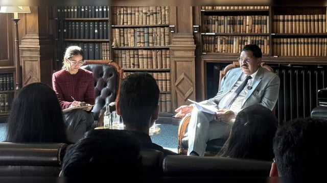 CJI Gavai Delivering Speech At Oxford Union Event
