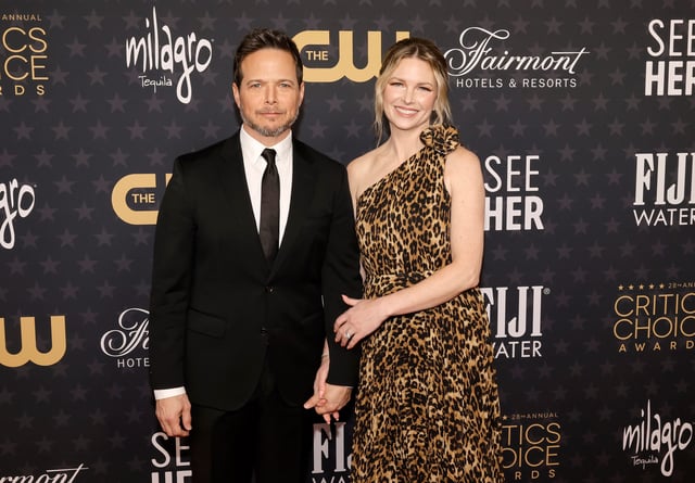 Scott Wolf, left, and Kelley Wolf attend the 28th annual Critics Choice Awards at Fairmont Century Plaza in Los Angeles on Jan. 15, 2023.
