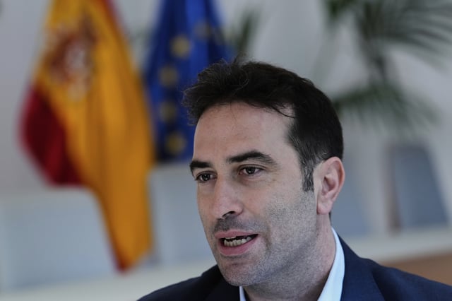 Spain's Economy Minister Carlos Cuerpo speaks during an interview with The Associated Press at the Economy Ministry in Madrid, Spain, Tuesday, June 10, 2025. (AP Photo/Paul White)
