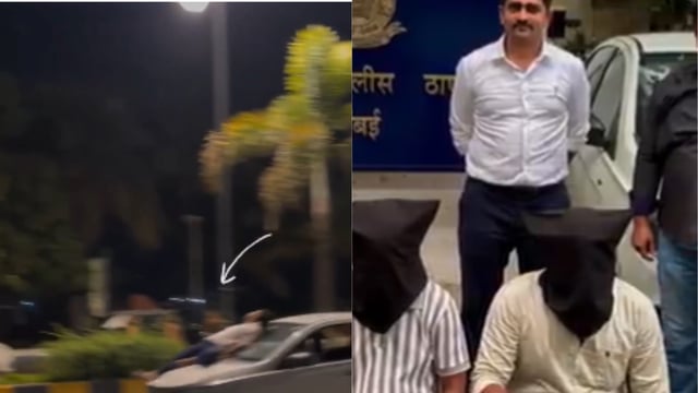 Mumbai Police Arrests 2 After Video Of Man Lying On Speeding Car's Bonnet. (Credits: X/@MumbaiPolice)
