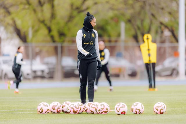 Soccer player Jenni Hermoso takes part in a training session in San Nicolas de los Garza, Mexico, February 20, 2025, in this handout picture. Club Tigres/Handout via REUTERS/File Photo