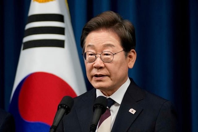 South Korean President Lee Jae-myung speaks during a press conference at the Presidential office in Seoul, South Korea, Wednesday, June 4, 2025.     Ahn Young-joon/Pool via REUTERS/File Photo