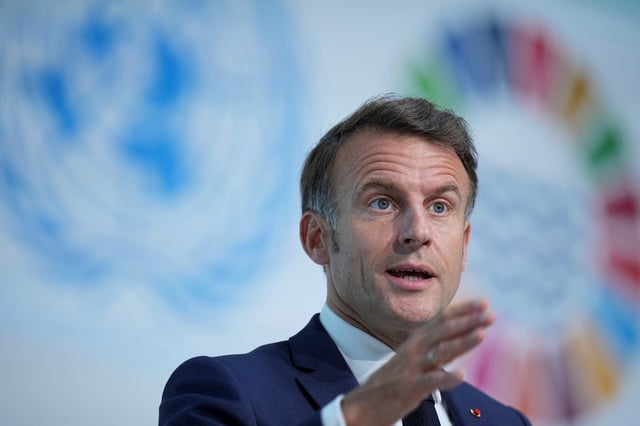 France's President Emmanuel Macron gestures as he speaks during the presentation of the European Ocean Pact during the third United Nations Ocean Conference (UNOC3) in Nice, France, June 9, 2025. Laurent Cipriani/Pool via REUTERS/File Photo