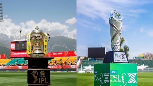 IPL Trophy (L), PSL Trophy (R) | Image: BCCI/PSL