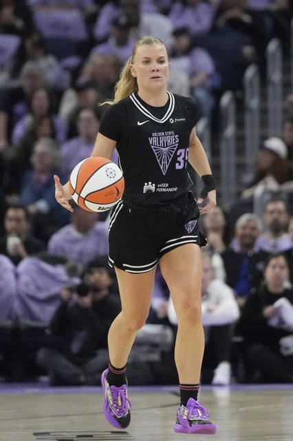 Golden State Valkyries guard Julie Vanloo during a WNBA basketball game against the Los Angeles Sparks in San Francisco, Friday, May 16, 2025.