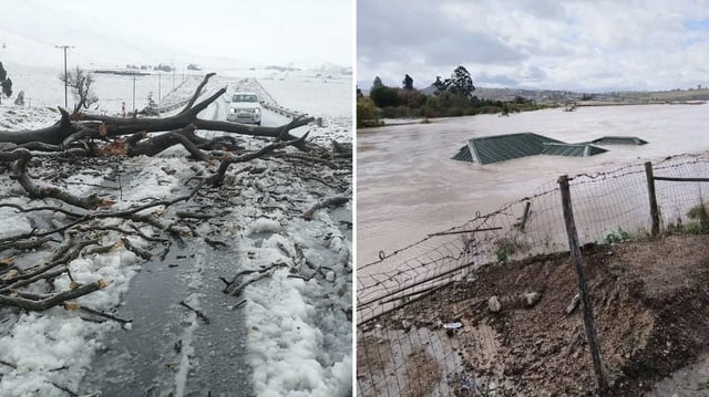 In den Wintermonaten der Südhalbkugel gehen die Temperaturen auch in Südafrika zurück. Schnee ist aber selten (Fotomontage). 