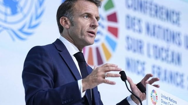 French President Emmanuel Macron said he will ban social media for children younger than 15 if it is not implemented at the European level. Photo by Laurent Cipriani/EPA-EFE