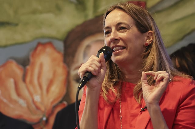 Rep. Mikie Sherrill, D-N.J., speaks at a "Get Out the Vote" rally, Saturday, June 7, 2025, in Elizabeth, N.J. (AP Photo/Heather Khalifa)