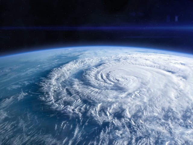A hurricane is seen from space.