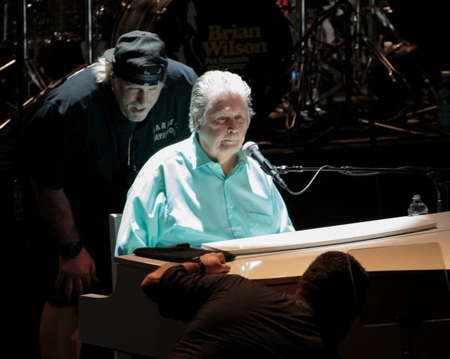 Brian Wilson, leader et cofondateur du groupe de rock The Beach Boys, lors de la tournée Pet Sounds : The Final Performances Tour à l'ACL Live, le 13 mai 2017 à Austin, au Texas.
