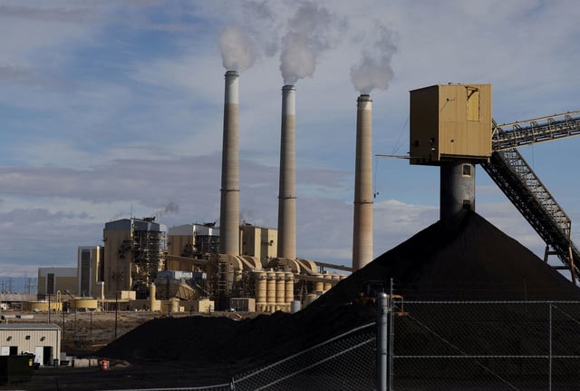 Fumes rise from the coal-fired Hunter Power Plant in Castle Dale, Utah, October 28, 2024.