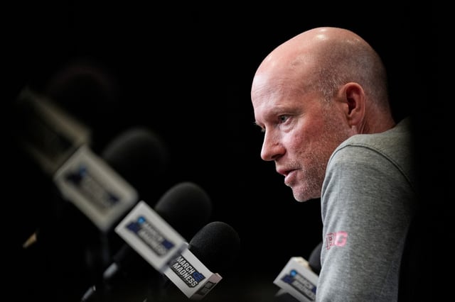 Kevin Willard speaks to reporters during a press conference, Wednesday, March 26, 2025, in San Francisco,  California. (AP Photo/Godofredo A. Vásquez)