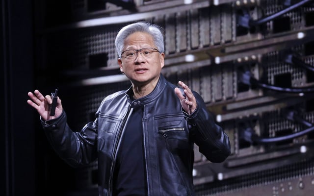 Nvidia CEO Jensen Huang attends the 9th edition of the VivaTech trade show at the Parc des Expositions de la Porte de Versailles on June 11, 2025, in Paris.