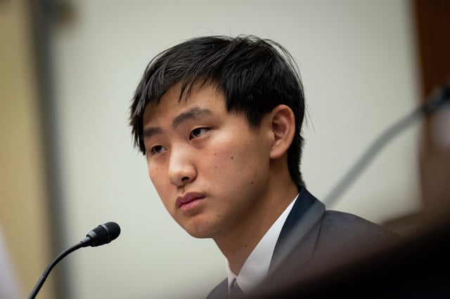 FILE: CEO of Scale AI Alexandr Wang testifies during a hearing about artificial intelligence on Capitol Hill on July 18, 2023, in Washington, DC.
