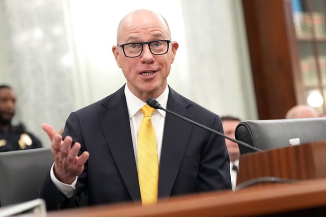 Republic Airways President and CEO Bryan Bedford testifies during his nomination hearing to be Administrator of the Federal Aviation Administration (FAA) before the Senate Committee on Commerce, Science, and Transportation in the Russell Senate Office Building on June 11 in Washington, DC.