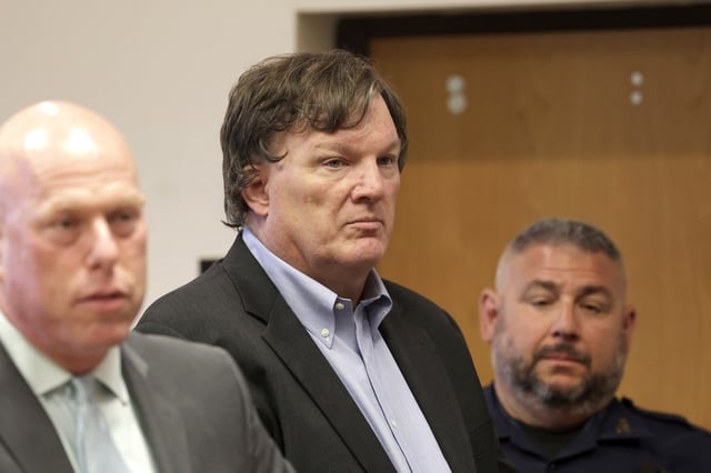 Rex A. Heuermann appears before Judge Timothy P. Mazzei in Suffolk County Court, in Riverhead, N.Y., on Aug. 1, 2023.