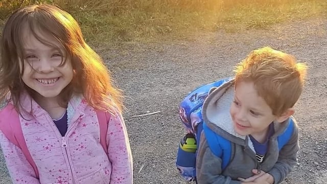 Lilly and Jack Sullivan were reported missing from their home in Pictou County on May 2, 2025. This photo was taken on the first day of school, September 2024.