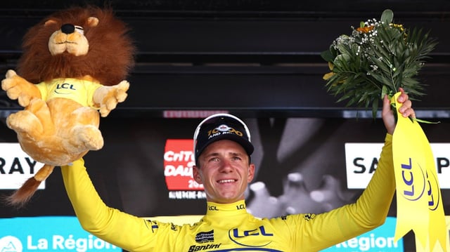 Evenepoel finished 21 seconds clear of Vingegaard in second in the time-trial stage