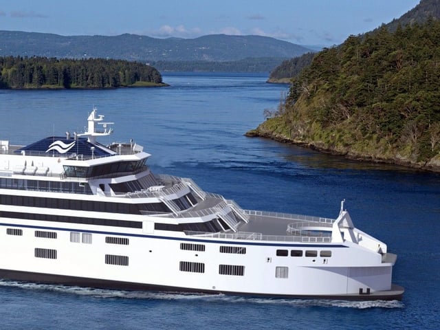 Conceptual drawing of the bow of one of the ships that B.C. Ferries is seeking to build for its major routes.