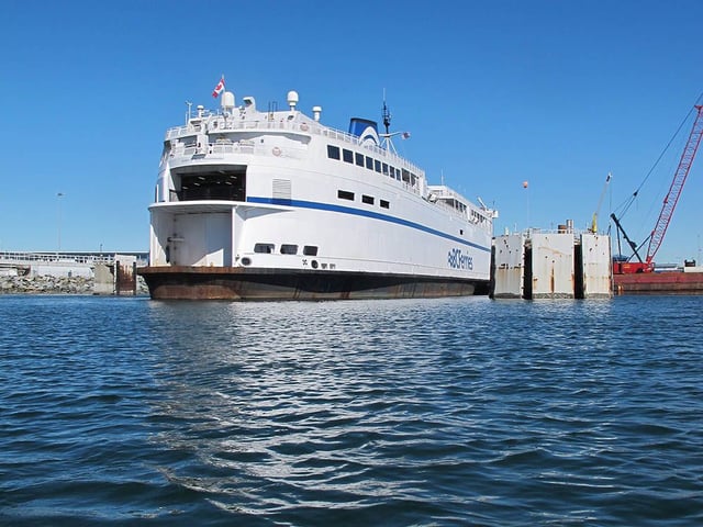  The Queen of New Westminster, pictured at the Tsawwassen terminal in 2016, is the oldest major vessel in B.C. Ferries’ fleet. It was built in 1964.