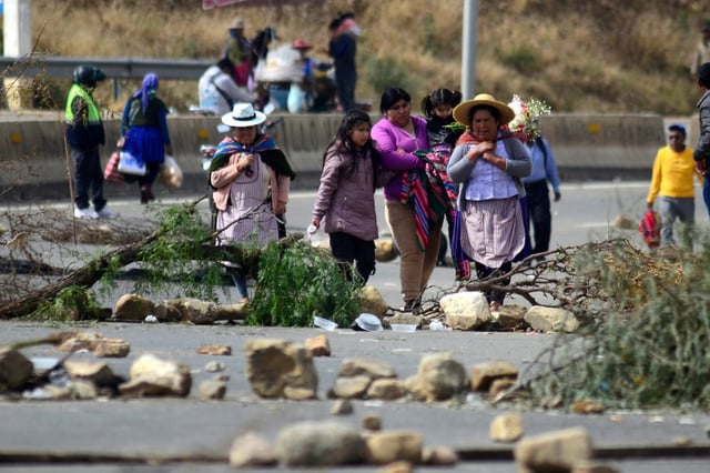 The Bolivian government says the roadblocks are meant to sow chaos and sabotage August elections