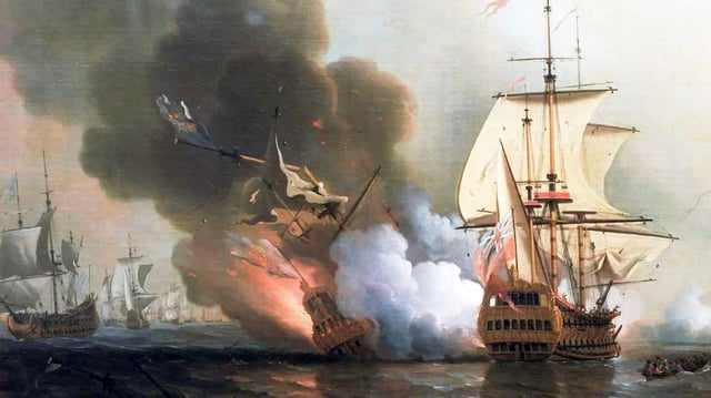 A contemporary painting by Samuel Scott of the San José. It sank, taking its treasure and nearly all of its 600 crew and passengers to the bottom of the Caribbean.