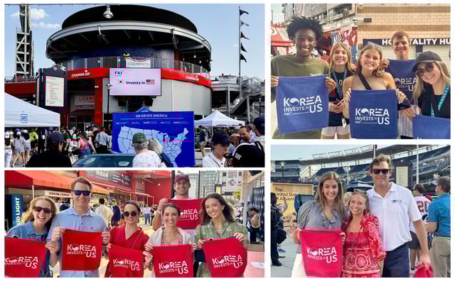 This composite photo, provided by the Federation of Korean Industries, shows various activities at the U.S. Congressional Baseball Game for Charity in Washington on June 11, 2025, promoting South Korean business investments in America. (PHOTO NOT FOR SALE) (Yonhap)