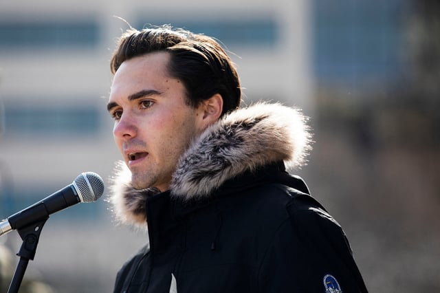 David Hogg speaks to Michigan State University students in Lansing, Michigan, U.S., February 20, 2023. REUTERS/Emily Elconin/File Photo