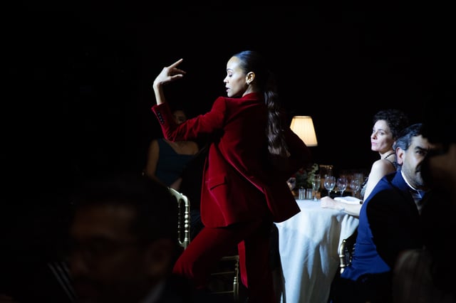 Zoe Saldaña as Rita Moro Castro in Emilia Pérez. (Shanna Besson/Pathé Films)