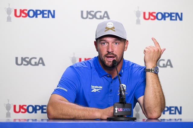 OAKMONT, PENNSYLVANIA - JUNE 10: Bryson DeChambeau of the United States speaks to the media during a practice round prior to the 125th U.S. OPEN at Oakmont Country Club on June 10, 2025 in Oakmont, Pennsylvania. (Photo by Ross Kinnaird/Getty Images)