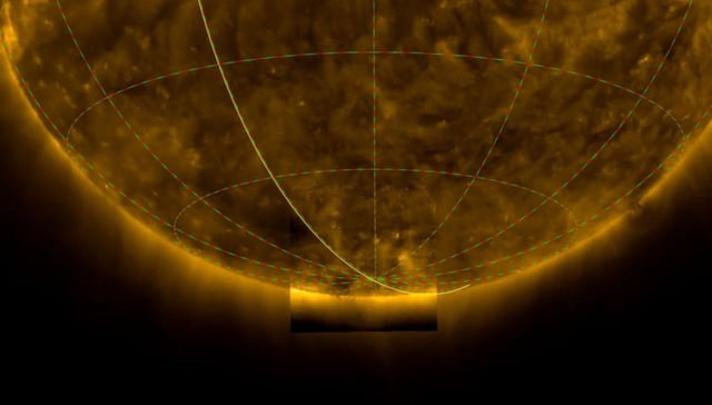 Imagen del polo sur solar tomada desde la Solar Orbiter. |  ESA