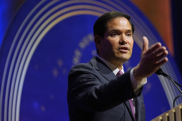 Secretary of State Marco Rubio speaks at the American Compass&#39;s The New World Gala in Washington, Tuesday, June 3, 2025.