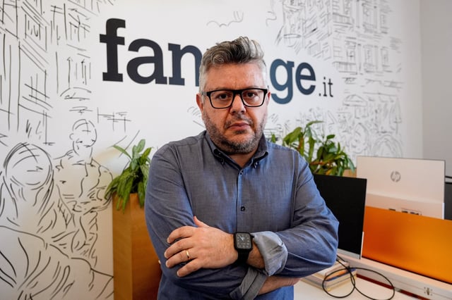 Italian investigative journalist Ciro Pellegrino poses for a picture at the offices of the online newspaper Fanpage.it, in Naples, Italy, June 11, 2025. REUTERS/Matteo Ciambelli