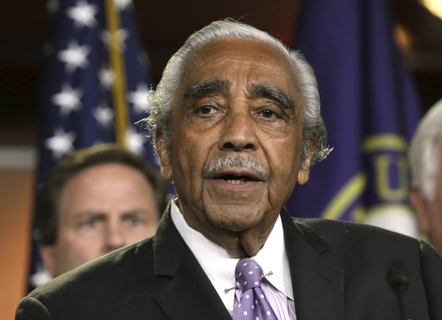 FILE - In this June 16, 2016 file photo, Rep. Charles Rangel, D-N.Y., speaks at a news conference on Capitol Hill in Washington. Rangel retires after more than four decades in office. (AP Photo/Lauren Victoria Burke, File)