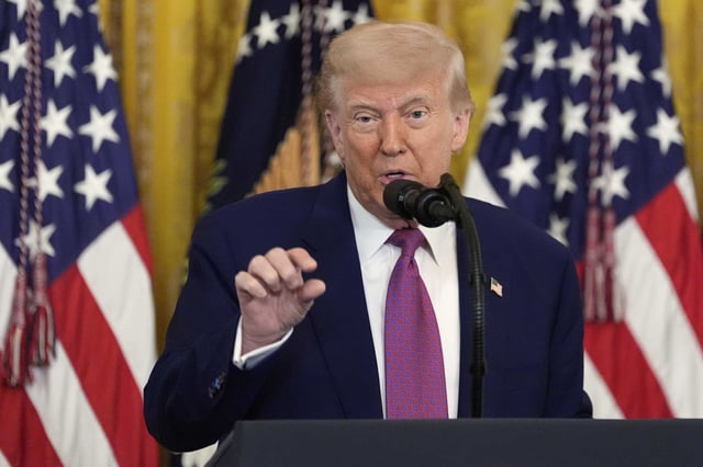 President Donald Trump speaks after signing a bill blocking California’s rule banning the sale of new gas-powered cars by 2035, in the East Room of the White House, on Thursday.
