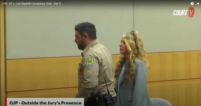 Lori Vallow Daybell is escorted out of the courtroom on Day 2 of her conspiracy trial on June 6, 2025, after being kicked out by Judge Justin Beresky.