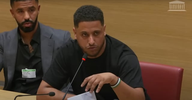 L’influenceur Nasdas lors de son audition à l’Assemblée nationale, le 10 juin 2025.